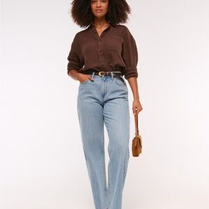 Abercrombie & Fitch Light Wash Effect Curve Love High Rise Loose Jean